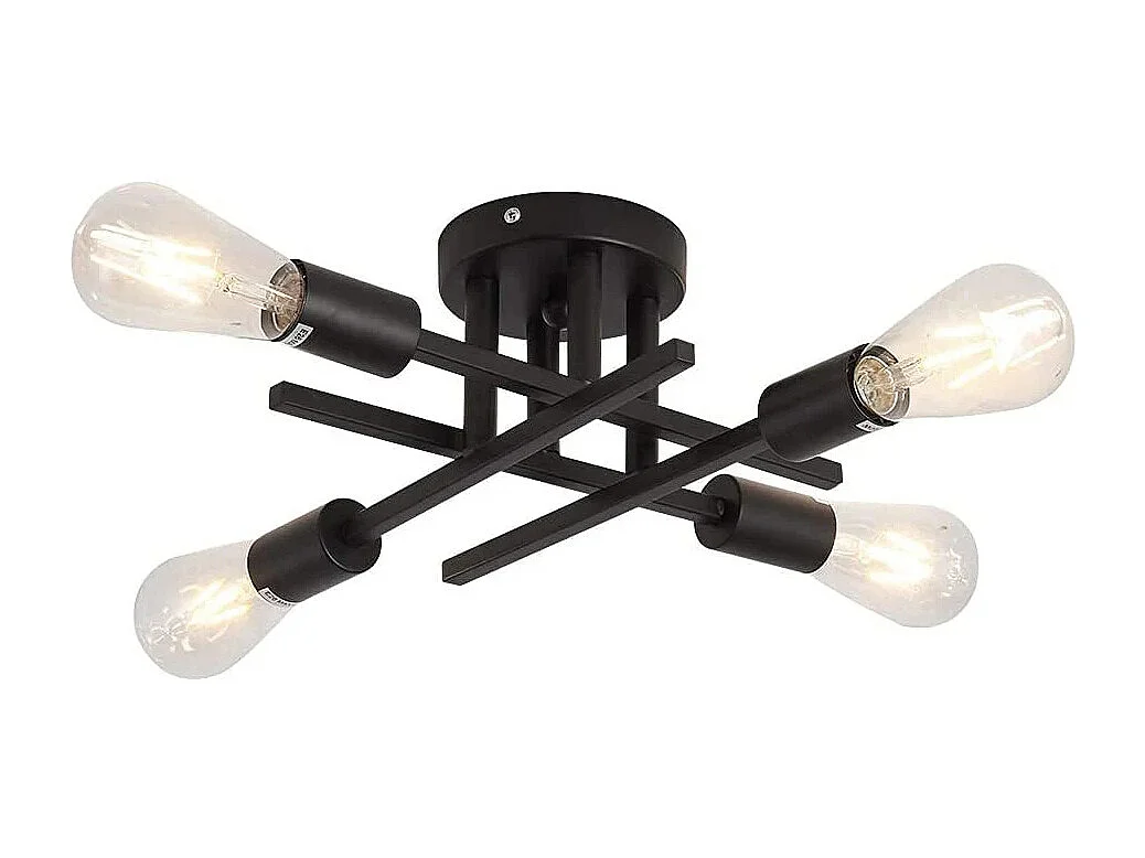 Plafonnier semi-encastré noir mat, lustre moderne à 4 lumières pour ferme cuisine salle à manger chambre