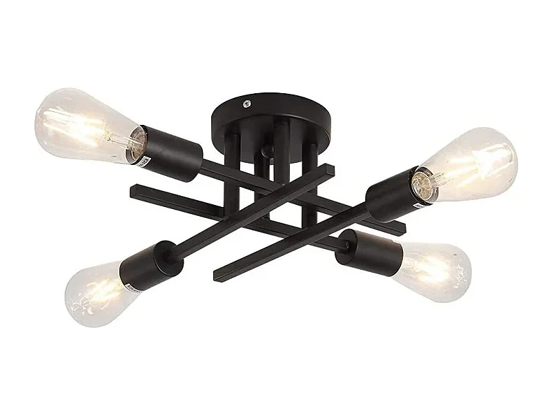 Plafonnier semi-encastré noir mat, lustre moderne à 4 lumières pour ferme cuisine salle à manger chambre