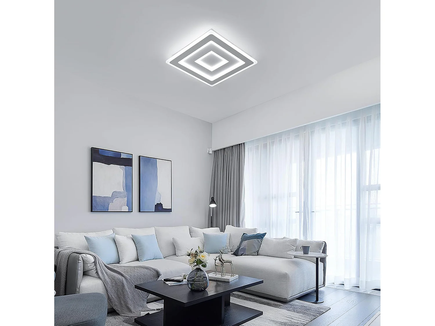 Plafonnier LED Carré 52W 5850LM Luminaire Plafonnier en Acrylique Blanc, Parfait pour Chambre à Coucher, Salon, Couloir, Lumière Blanche 6500K, Dimensions 40cm