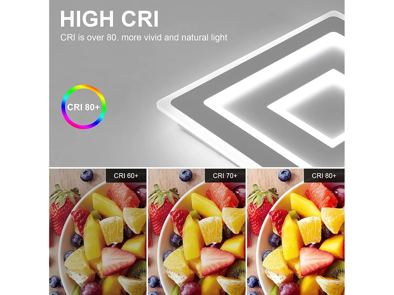 Plafonnier LED Carré 52W 5850LM Luminaire Plafonnier en Acrylique Blanc, Parfait pour Chambre à Coucher, Salon, Couloir, Lumière Blanche 6500K, Dimensions 40cm