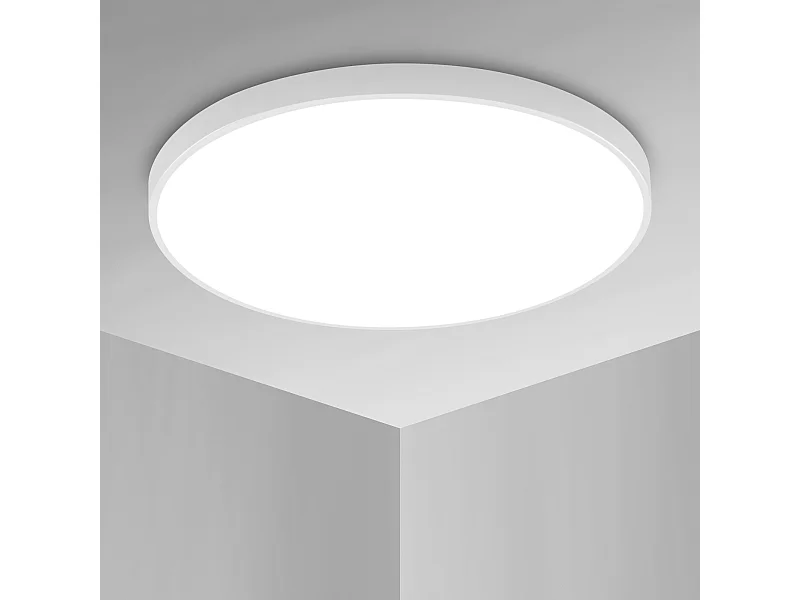 Plafonnier LED Étanche IP54 27CM - 24W 2700LM 6500K - Salle de Bain, Cuisine, Couloir, Balcon
