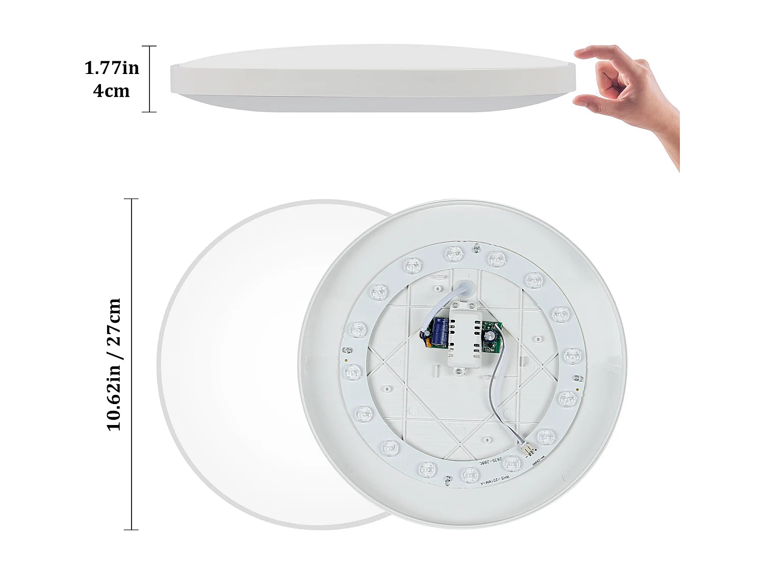 Plafonnier LED Étanche IP54 27CM - 24W 2700LM 6500K - Salle de Bain, Cuisine, Couloir, Balcon