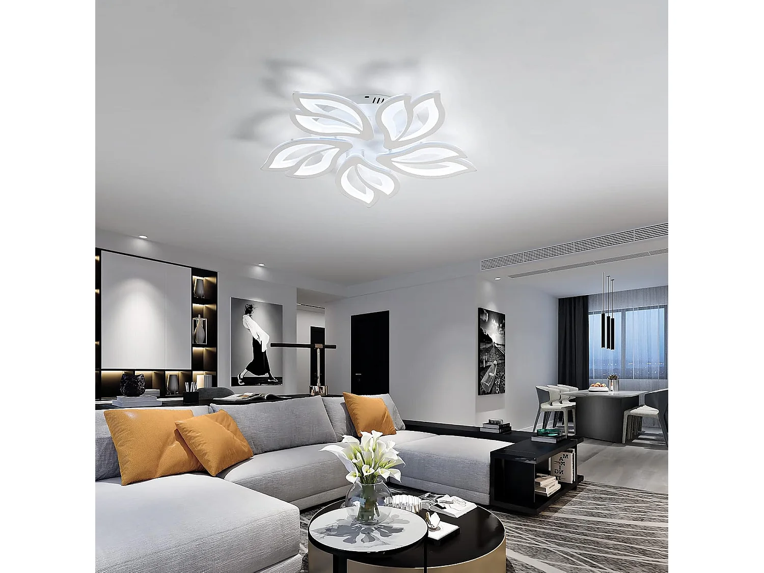 Plafonnier LED, Lustres Led Moderne  75W 6000LM 6500K pour Salon, Couloir, Salle à Manger, Cuisine [Classe énergétique A+++]