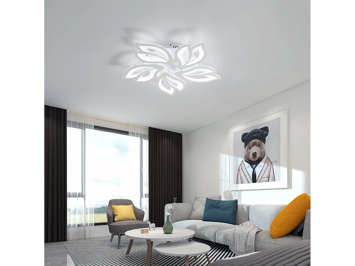 Plafonnier LED, Lustres Led Moderne  75W 6000LM 6500K pour Salon, Couloir, Salle à Manger, Cuisine [Classe énergétique A+++]