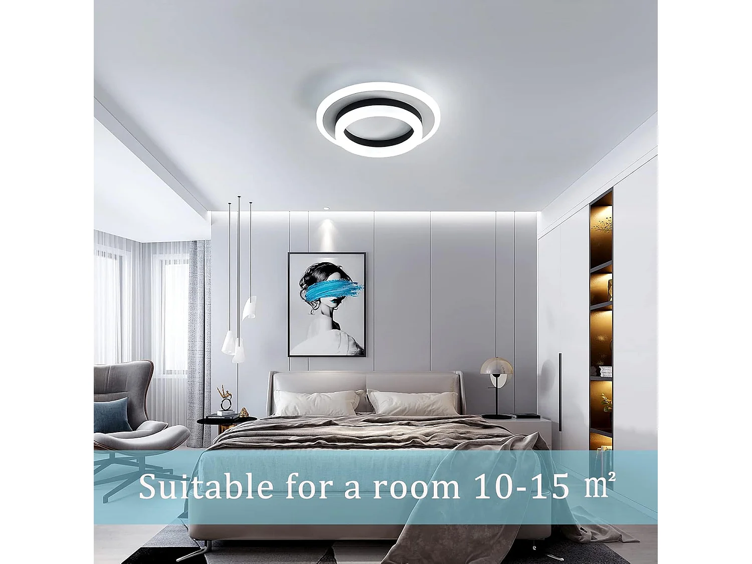 Plafonnier Led Moderne, Lampe de Plafond 24W, 1920 Lumen 6000 K, Luminaire Plafonnier Blanc froid 20 cm, Pour chambre à coucher, salon