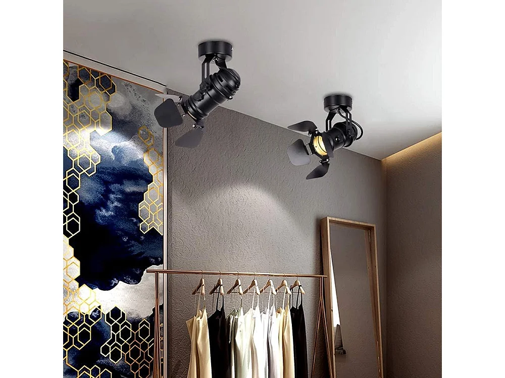 Plafonnier industriel vintage en métal noir, applique murale d'intérieur réglable, plafonnier vintage E27 pour bar, café, salon