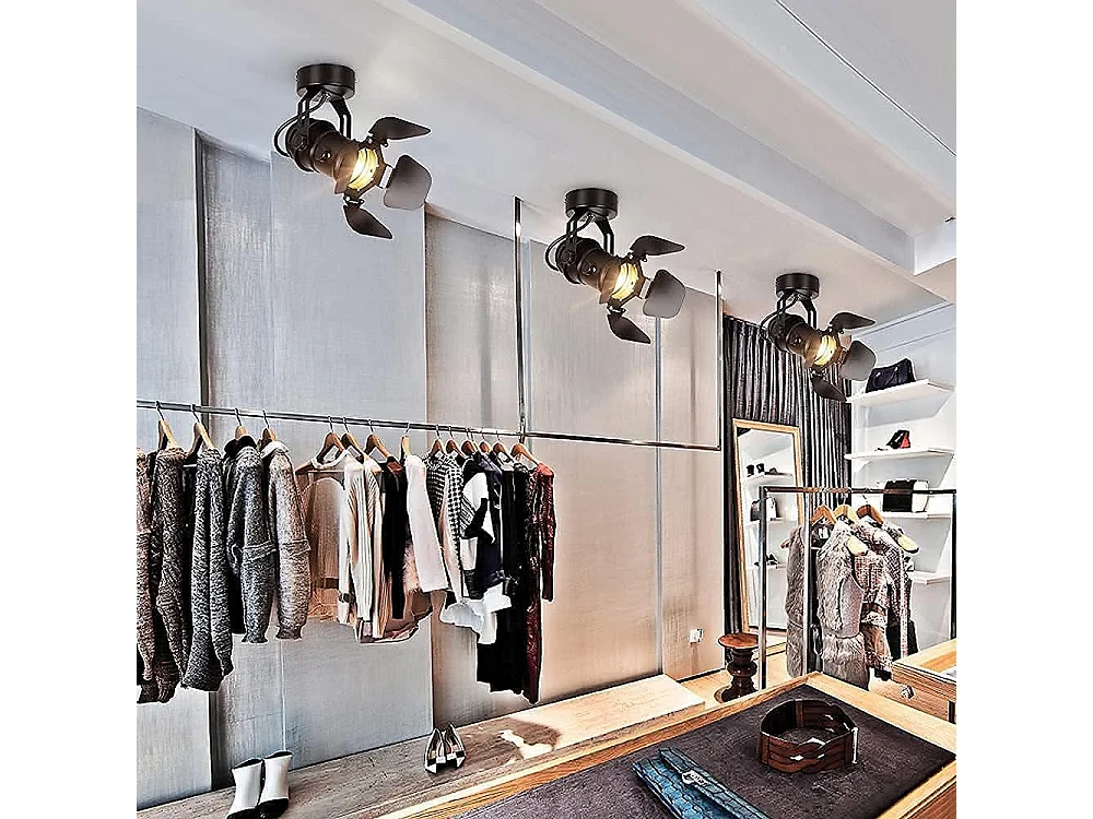 Plafonnier industriel vintage en métal noir, applique murale d'intérieur réglable, plafonnier vintage E27 pour bar, café, salon