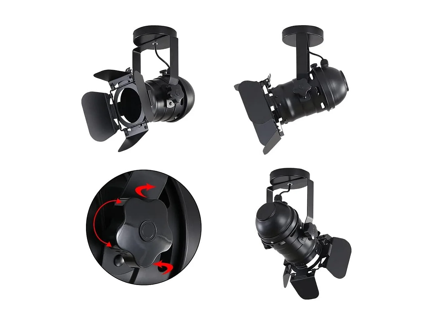 Plafonnier industriel vintage en métal noir, applique murale d'intérieur réglable, plafonnier vintage E27 pour bar, café, salon