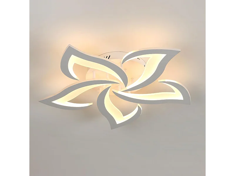 Plafonnier LED Moderne, 48W 6500LM en Acrylique, Fleur de Forme Créative, 5 Têtes, Blanc Chaud 3000K pour Salon, Chambre, Salle à Manger, Cuisine
