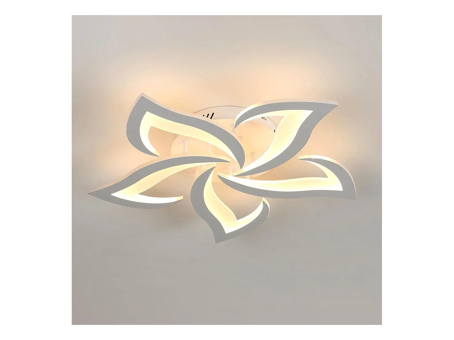 Plafonnier LED Moderne, 48W 6500LM en Acrylique, Fleur de Forme Créative, 5 Têtes, Blanc Chaud 3000K pour Salon, Chambre, Salle à Manger, Cuisine