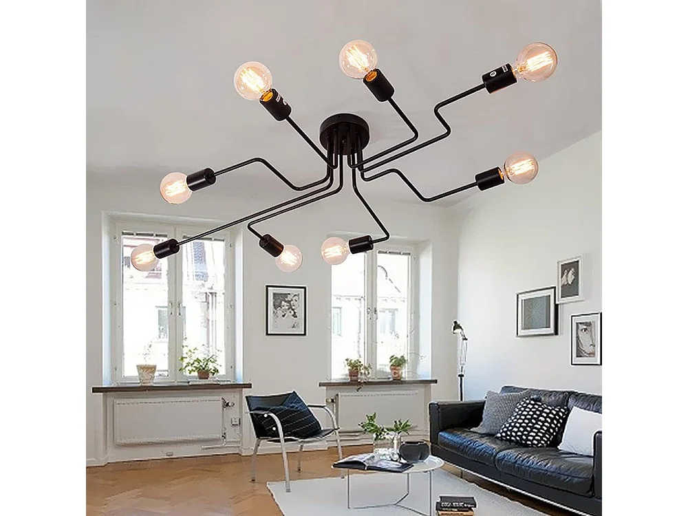 8 Lampe Lustre E27 Éclairage de Plafond Vintage ，Plafonnier Industriel en Metal Lampe Rétro, Pour Salon Cuisine Couloir Loft salle à manger Bar Café