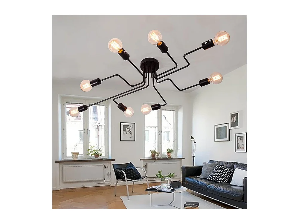 8 Lampe Lustre E27 Éclairage de Plafond Vintage ，Plafonnier Industriel en Metal Lampe Rétro, Pour Salon Cuisine Couloir Loft salle à manger Bar Café
