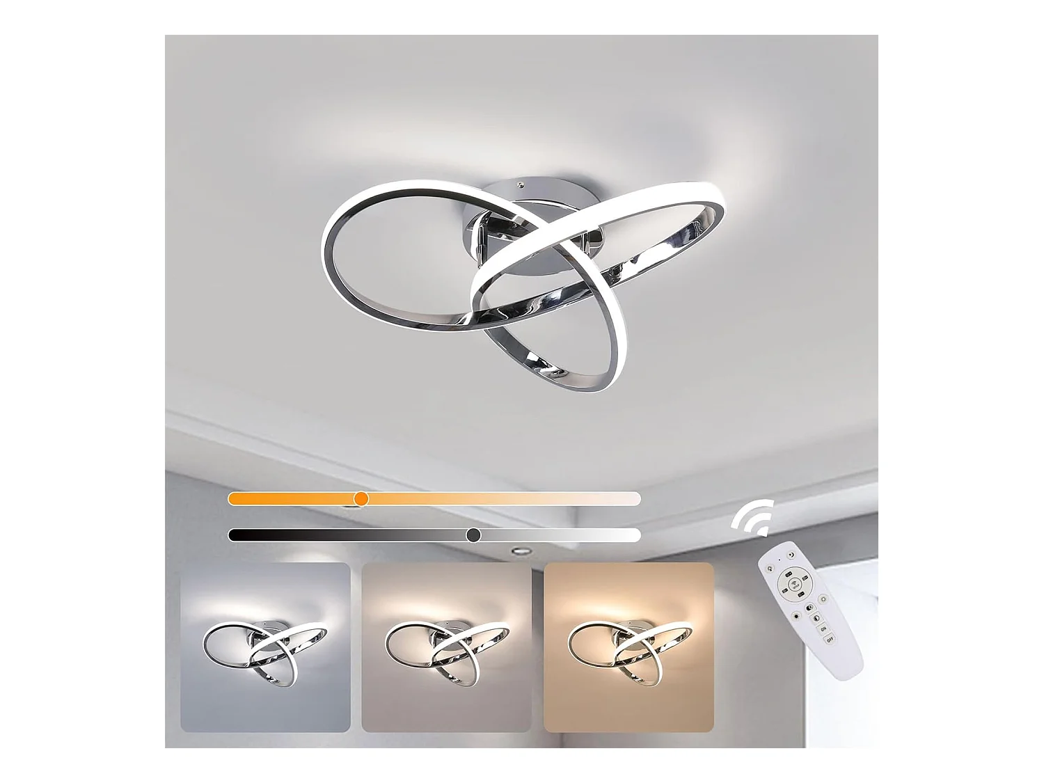 Plafonnier LED Dimmable, 36W 4050LM Lampe de Plafond avec Télécommande 3000K-6500K, Luminaire Plafonnier Moderne pour Salon,Salle à Manger, Couloir, Dia 40cm