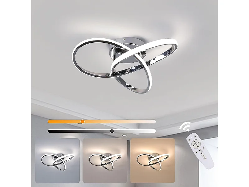 Plafonnier LED Dimmable, 36W 4050LM Lampe de Plafond avec Télécommande 3000K-6500K, Luminaire Plafonnier Moderne pour Salon,Salle à Manger, Couloir, Dia 40cm