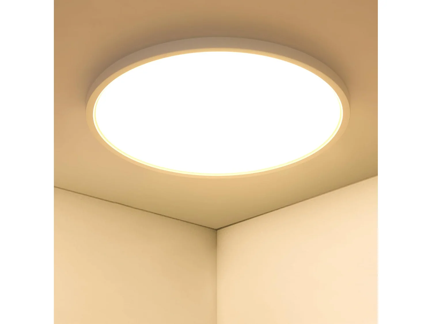 Plafonnier LED 36W IP44，Plafonnier Salon 40CM Moderne Ultra-mince，Luminaire Plafonnier Rond 3240LM 3000K Lumière Chaude pour Salle de Bain Salon Chambre