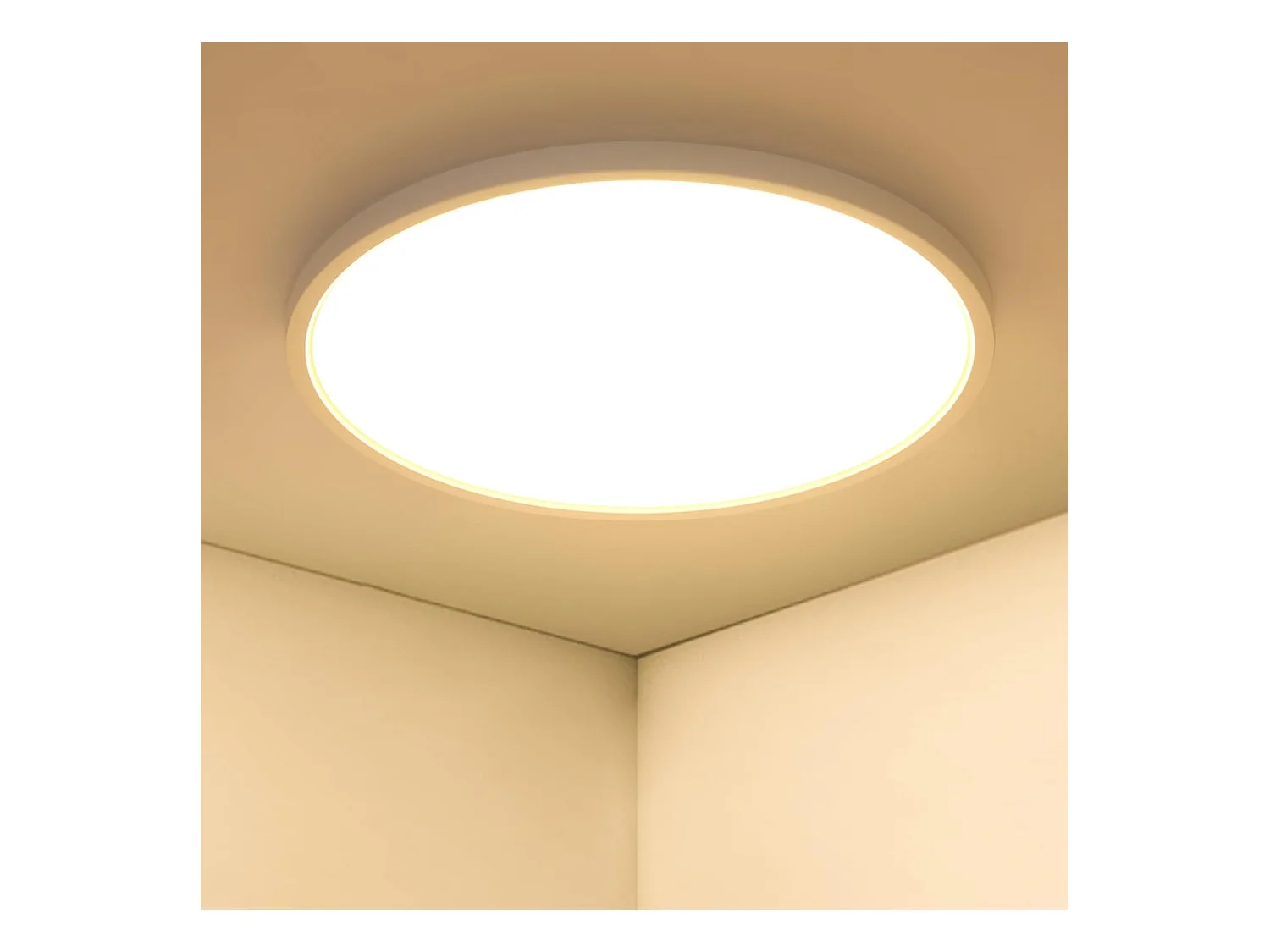 Plafonnier LED 36W IP44，Plafonnier Salon 40CM Moderne Ultra-mince，Luminaire Plafonnier Rond 3240LM 3000K Lumière Chaude pour Salle de Bain Salon Chambre