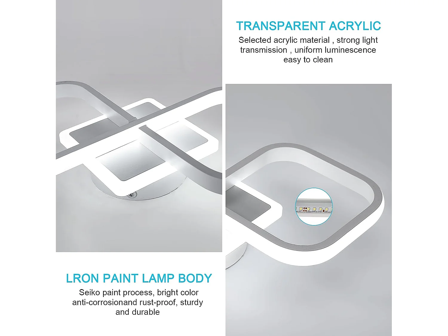 Plafonnier LED 36W Design moderne Cercle Carré Lampe de Plafond Blanc Froid 6000K Pour salon chambre à coucher salle à manger bureau Or