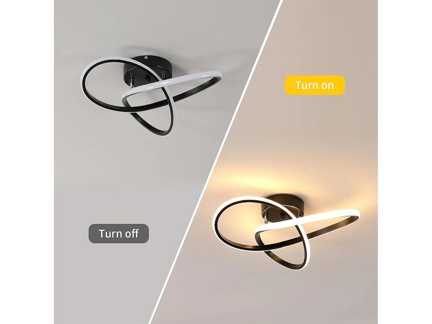 Plafonnier LED Moderne Design Créatif en Aluminium Lampe de Lustre pour Cuisine Salon Chambre Salle à Manger（Noir 36W Dimmable avec la télécommande）