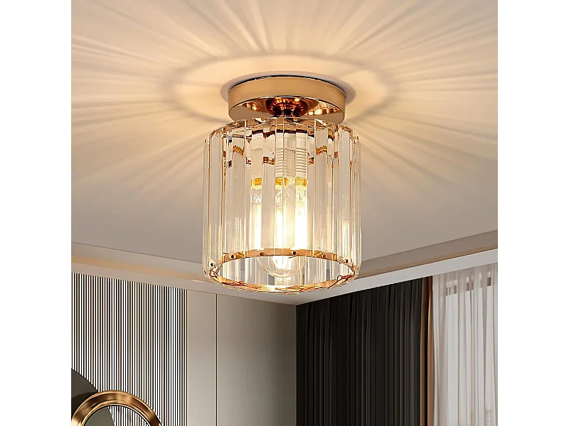 Plafonnier en Cristal Moderne, Luminaire Plafonnier Industriel,Lampe de Plafond Moderne Intérieur E27pour Couloir Entrée Chambre Salle à Manager Salon