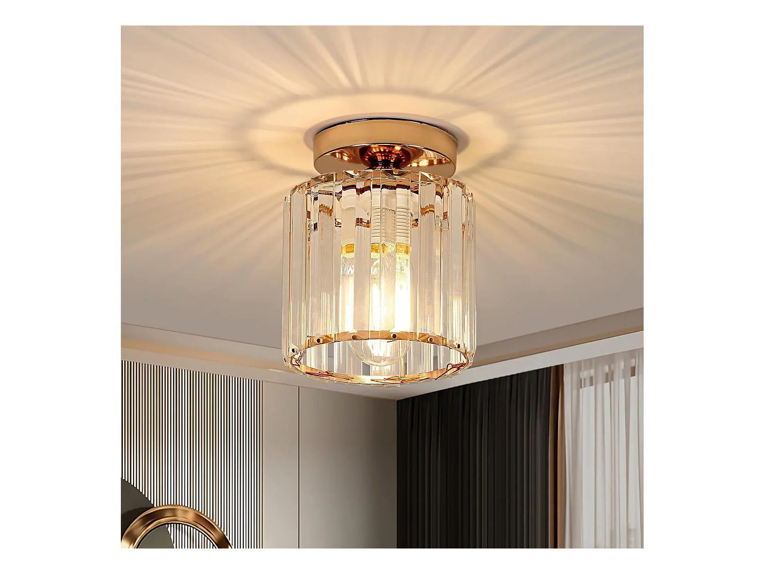 Plafonnier en Cristal Moderne, Luminaire Plafonnier Industriel,Lampe de Plafond Moderne Intérieur E27pour Couloir Entrée Chambre Salle à Manager Salon