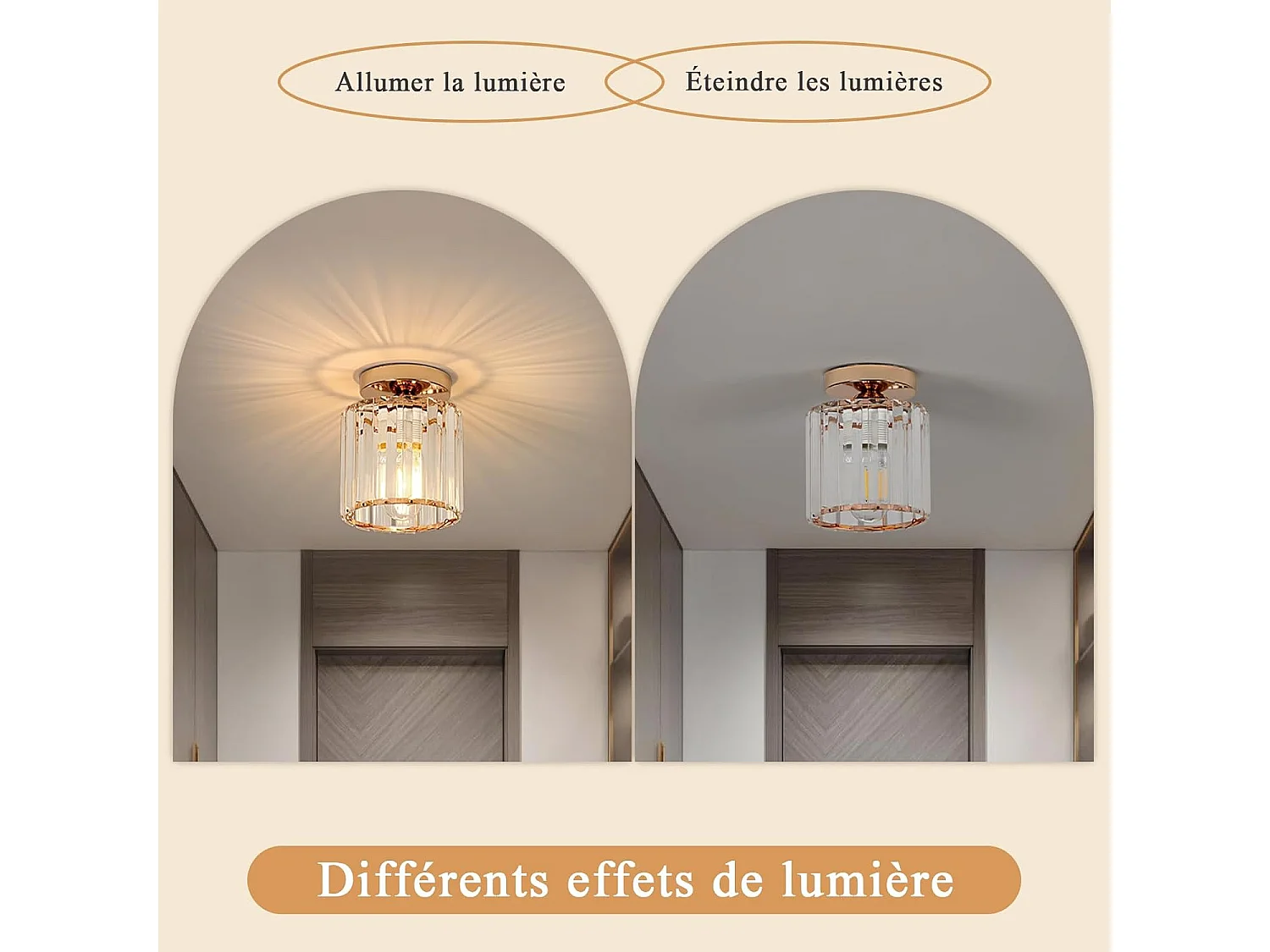 Plafonnier en Cristal Moderne, Luminaire Plafonnier Industriel,Lampe de Plafond Moderne Intérieur E27pour Couloir Entrée Chambre Salle à Manager Salon