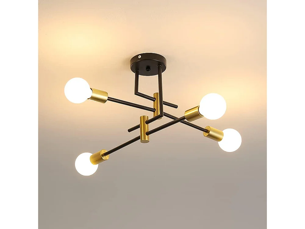 Plafonnier Vintage, Plafonniers industriels E27 Diamètre 70CM pour Chambre, Cuisine, Couloir, Lustres LED Modernes 4 Lumières (Ampoules non incluses)
