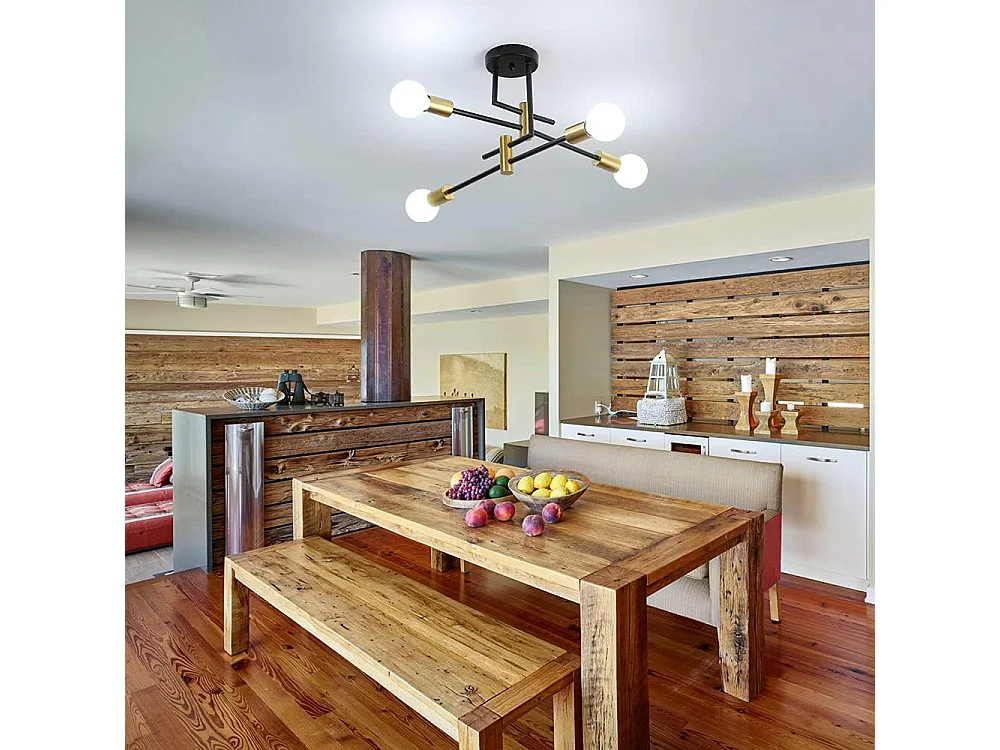 Plafonnier Vintage, Plafonniers industriels E27 Diamètre 70CM pour Chambre, Cuisine, Couloir, Lustres LED Modernes 4 Lumières (Ampoules non incluses)