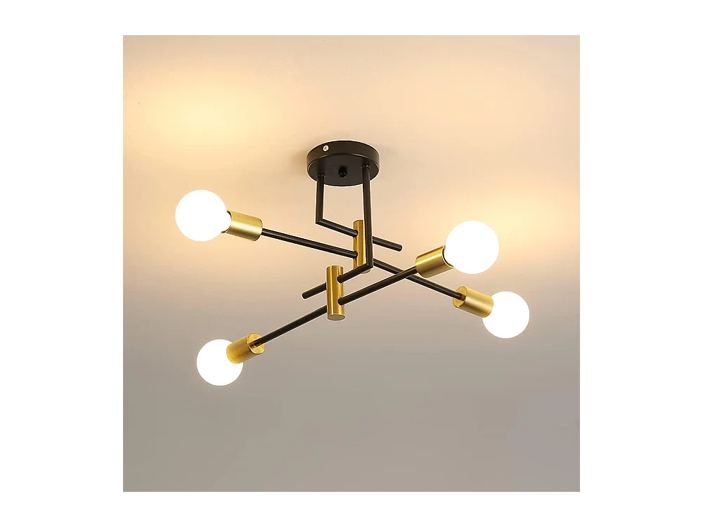 Plafonnier Vintage, Plafonniers industriels E27 Diamètre 70CM pour Chambre, Cuisine, Couloir, Lustres LED Modernes 4 Lumières (Ampoules non incluses)