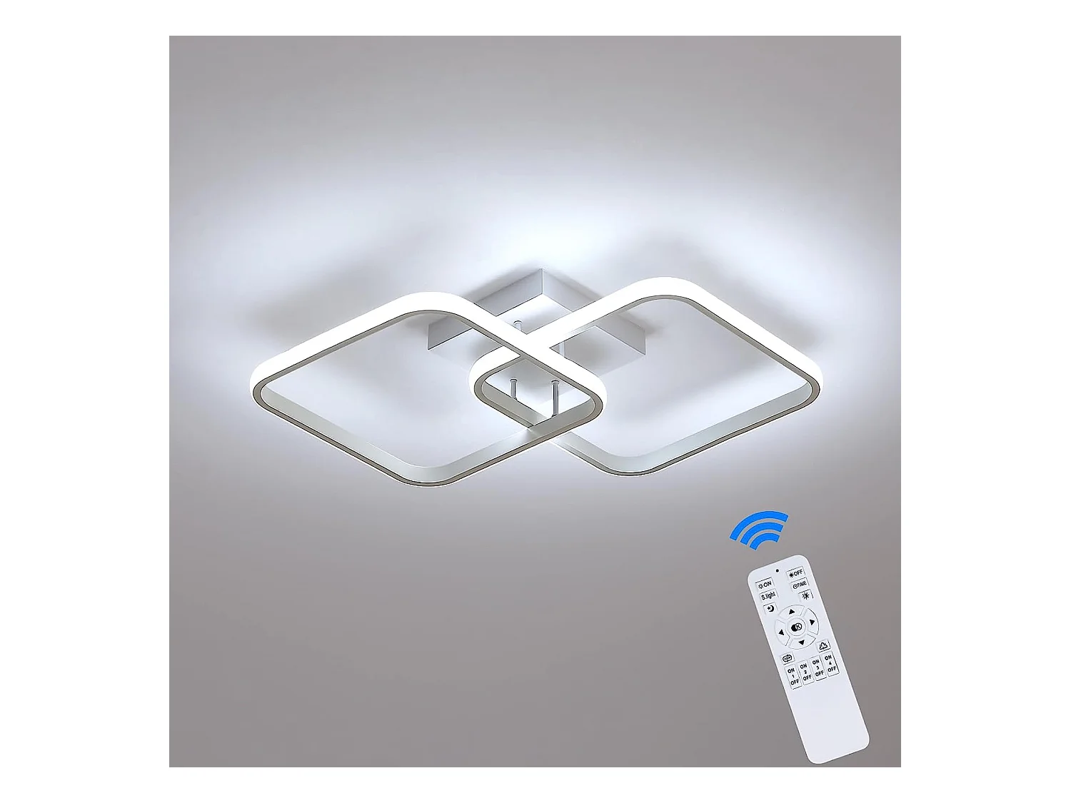 Plafonnier Led Dimmable 50W Moderne Cercle carré Lampe de Plafond 3000K-6000K Pour salon chambre à coucher salle à manger bureau Blanc