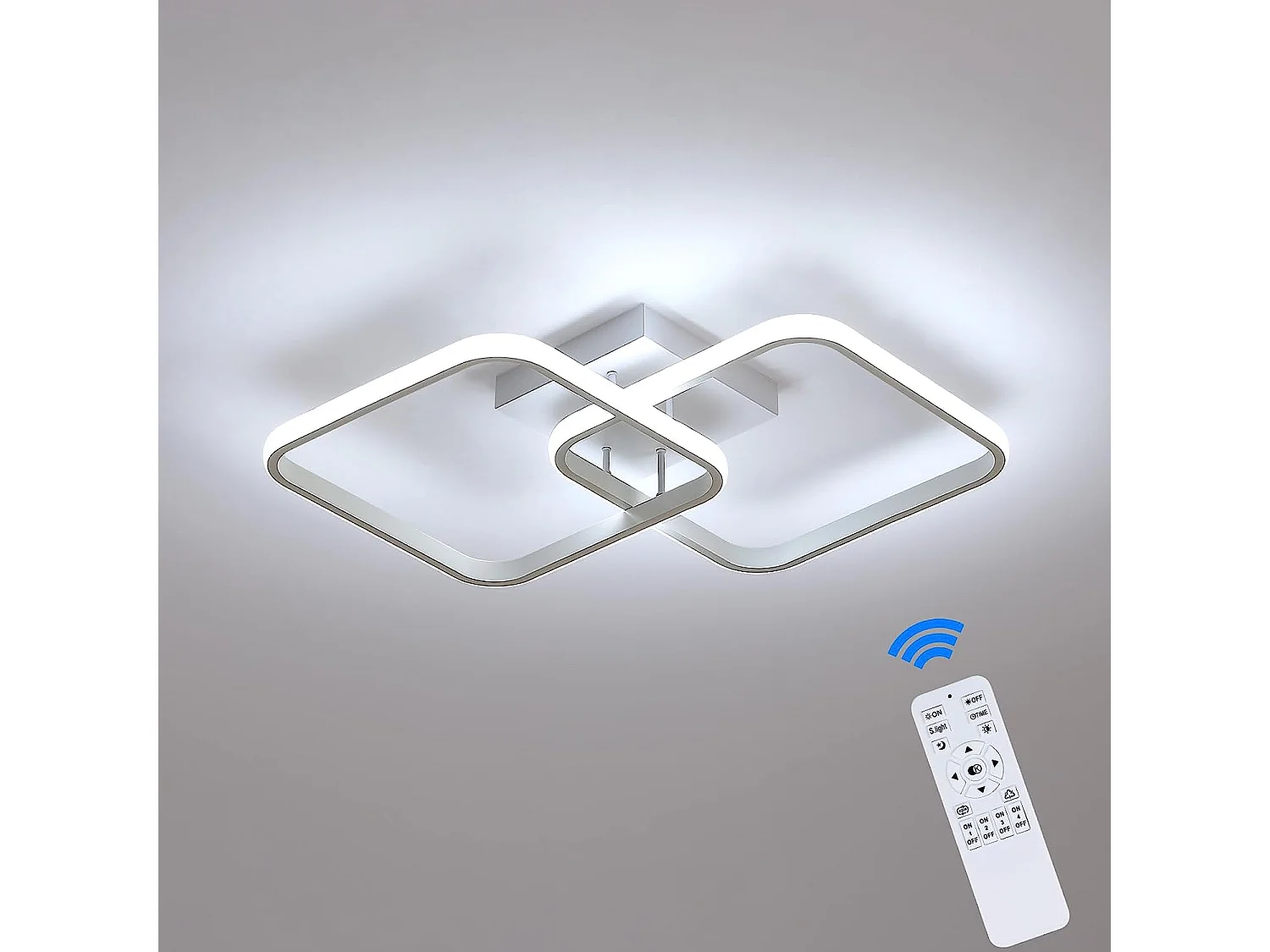 Plafonnier Led Dimmable 50W Moderne Cercle carré Lampe de Plafond 3000K-6000K Pour salon chambre à coucher salle à manger bureau Blanc