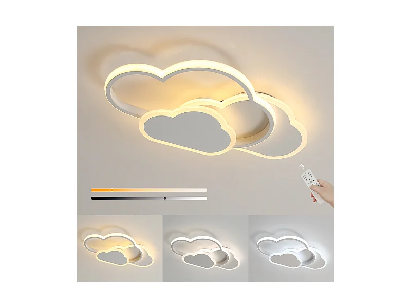 32W Moderna Lámpara de Techo Led Regulable, Blanco Diseño Acrílico Creativo Plafones Led Techo, 3000-6500K, Lampara de Techo con Control Remoto para Sala de Estar