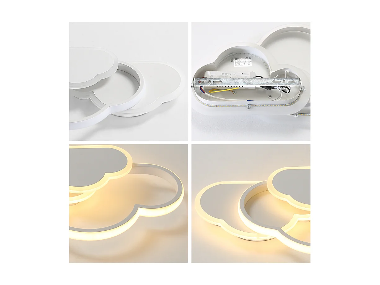 32W Moderna Lámpara de Techo Led Regulable, Blanco Diseño Acrílico Creativo Plafones Led Techo, 3000-6500K, Lampara de Techo con Control Remoto para Sala de Estar