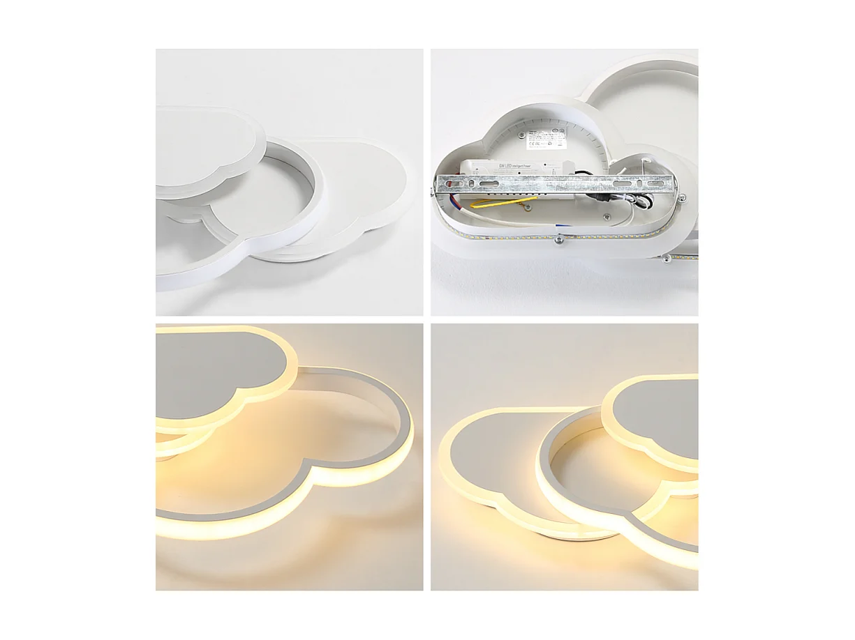 32W Moderna Lámpara de Techo Led Regulable, Blanco Diseño Acrílico Creativo Plafones Led Techo, 3000-6500K, Lampara de Techo con Control Remoto para Sala de Estar