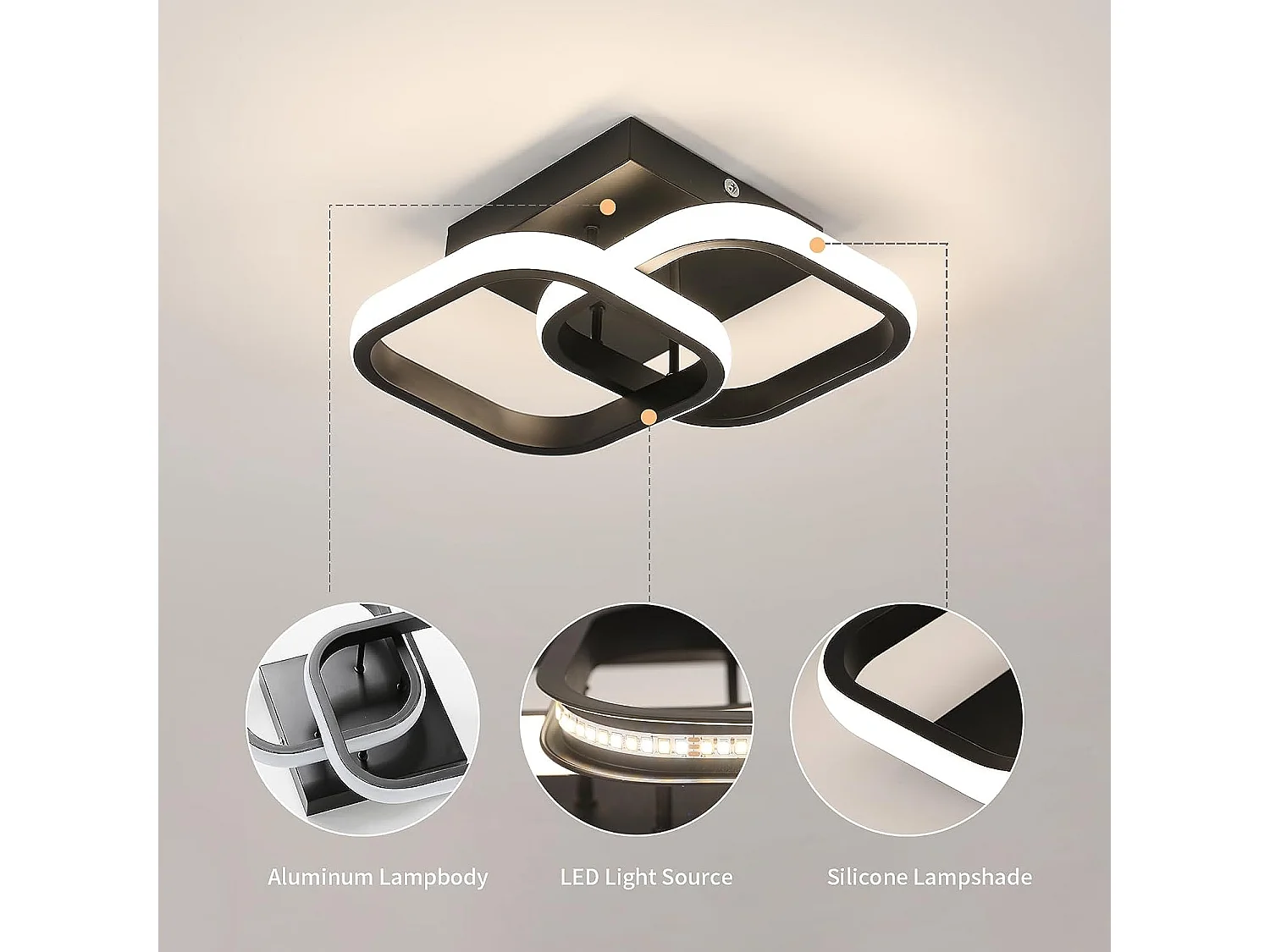 Plafonnier LED Moderne, Lampe de plafond en Acrylique 22W 2550LM, Plafonnier pour Salle à Manger, Cuisine, Studio, lumière 4500K Neutre