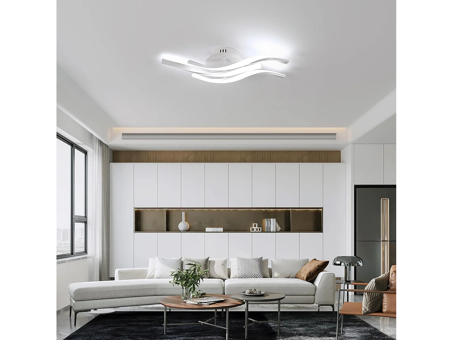 Plafonnier LED, Moderne Lampe de plafond 24W 2700LM, Créatif Luminaire Plafonnier pour Coucher Salon Salle de Bains,Blanc Froid 6500K, Longueur 52cm