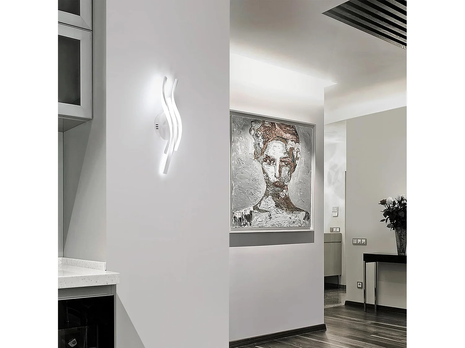 Plafonnier LED, Moderne Lampe de plafond 24W 2700LM, Créatif Luminaire Plafonnier pour Coucher Salon Salle de Bains,Blanc Froid 6500K, Longueur 52cm