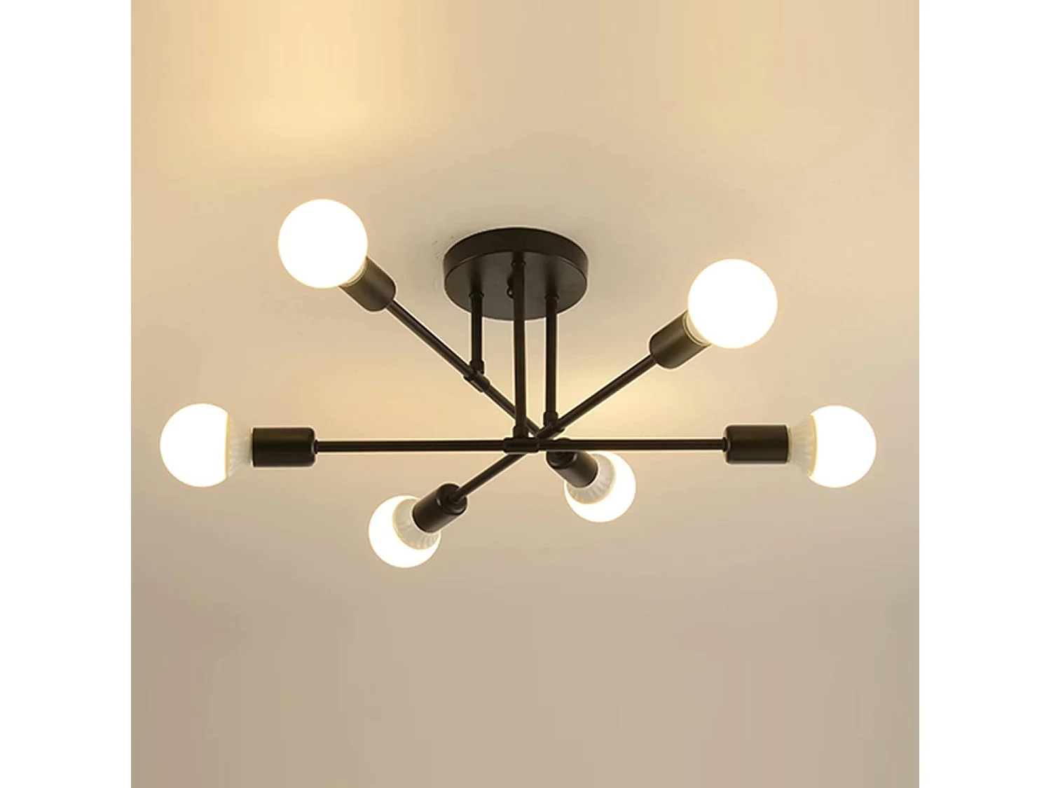 Haobosic Plafonnier design magic bean 6 lumières noir, douilles E27, sans ampoule