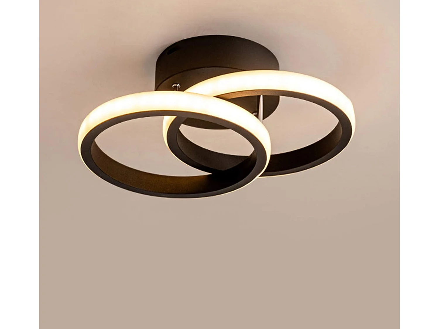 LED Lustre de Plafond, Luminaire Plafonnier, Blanc Chaud 3000K, 22W, Plafonnier en Acrylique Chic Moderne éclairage pour Cuisine(Blanc Chaud, 2 Anneaux LED)