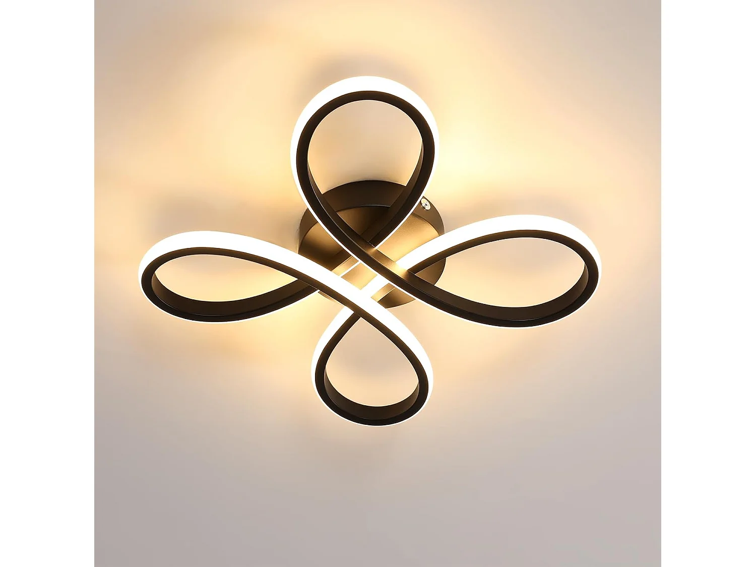 Plafonnier Led Moderne, 28W 3000LM Noir Creative Fleur de Forme Lampe de Plafond en Aluminium, 3000K Luminaire Plafonnier Led pour Salon, Chambre,Salle à Manger
