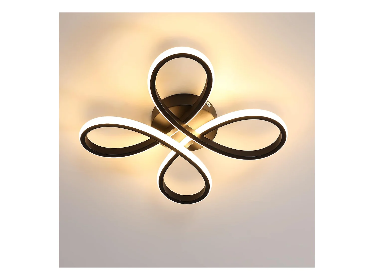 Plafonnier Led Moderne, 28W 3000LM Noir Creative Fleur de Forme Lampe de Plafond en Aluminium, 3000K Luminaire Plafonnier Led pour Salon, Chambre,Salle à Manger