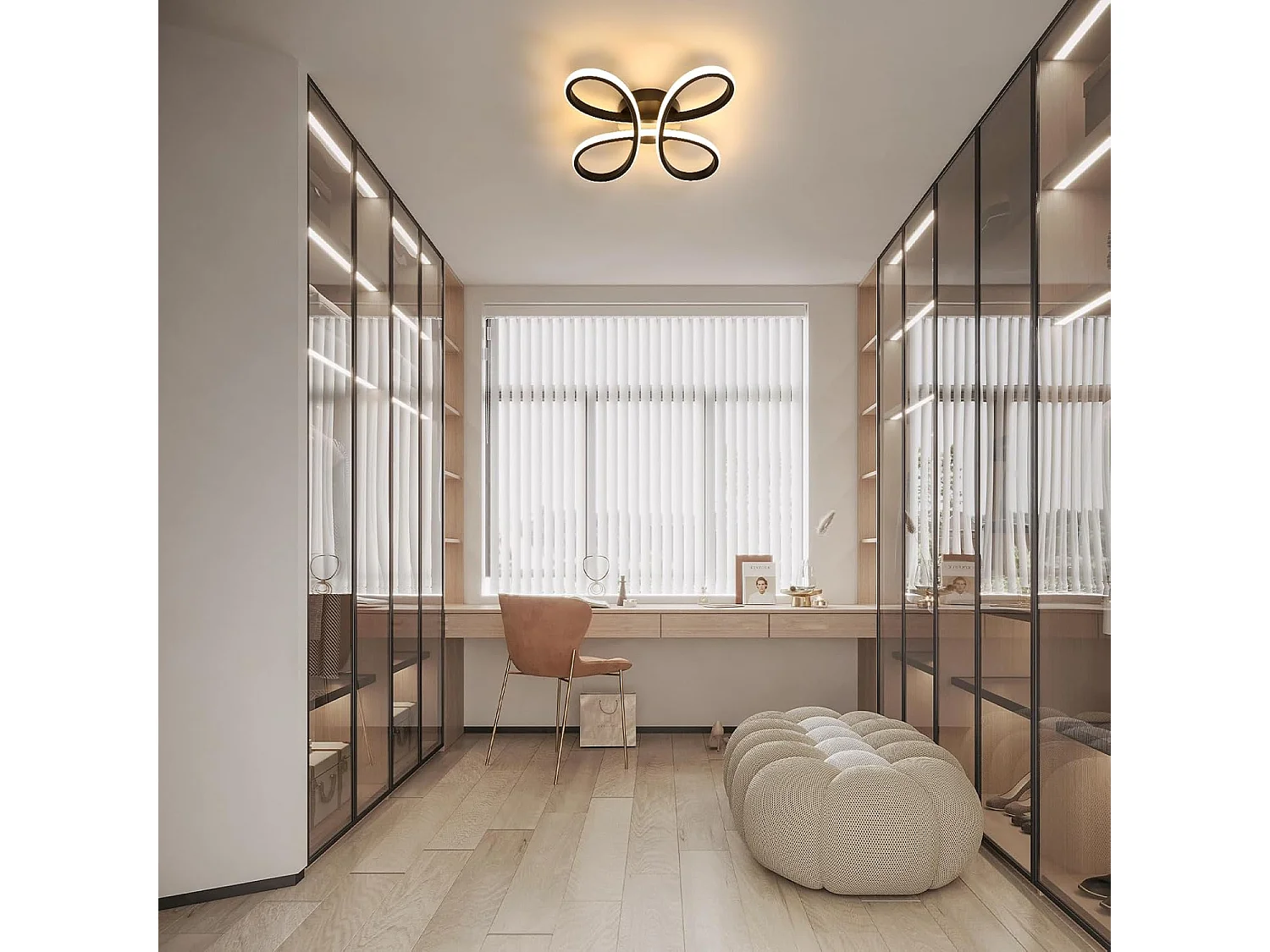 Plafonnier Led Moderne, 28W 3000LM Noir Creative Fleur de Forme Lampe de Plafond en Aluminium, 3000K Luminaire Plafonnier Led pour Salon, Chambre,Salle à Manger