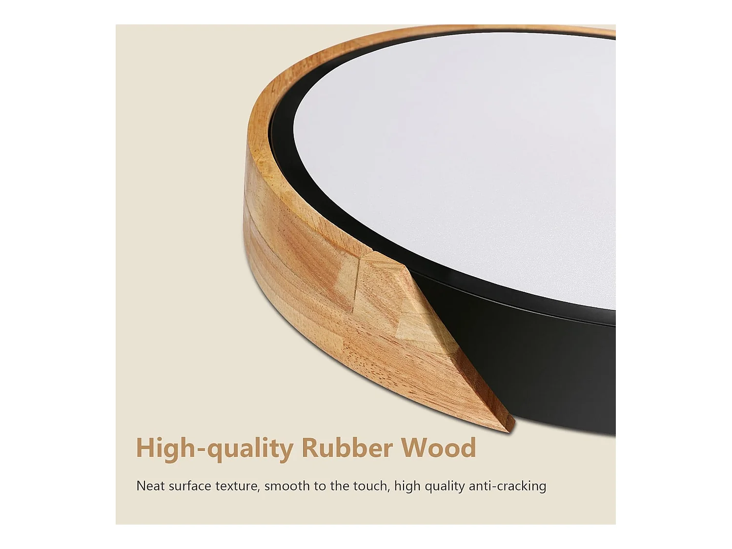 Plafonnier LED Bois 30W Lampe de Plafond Moderne Ronde Parfait pour Chambre Salle de Bain Cuisine Salon Bureau Ø30cm Luminaire Blanc Neutre 4500K （Noir）