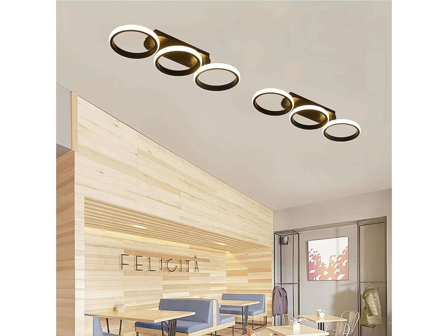 3 cercle de lampadaires de plafond, éclairage de plafond LED moderne noir, utilisé pour les couloirs, les entrées, les chambres, les balcons, les allées,30W
