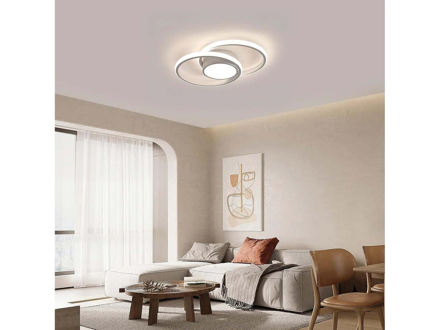 Plafonnier LED, Rond Lampe de plafond 42W,Luminaire Plafonnier pour Couloir Coucher Salle de Bains Cuisine Salon, Lumière Naturelle 4500K, Longueur 40cm, Blanc