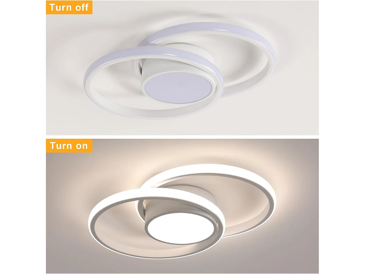 Plafonnier LED, Rond Lampe de plafond 42W,Luminaire Plafonnier pour Couloir Coucher Salle de Bains Cuisine Salon, Lumière Naturelle 4500K, Longueur 40cm, Blanc