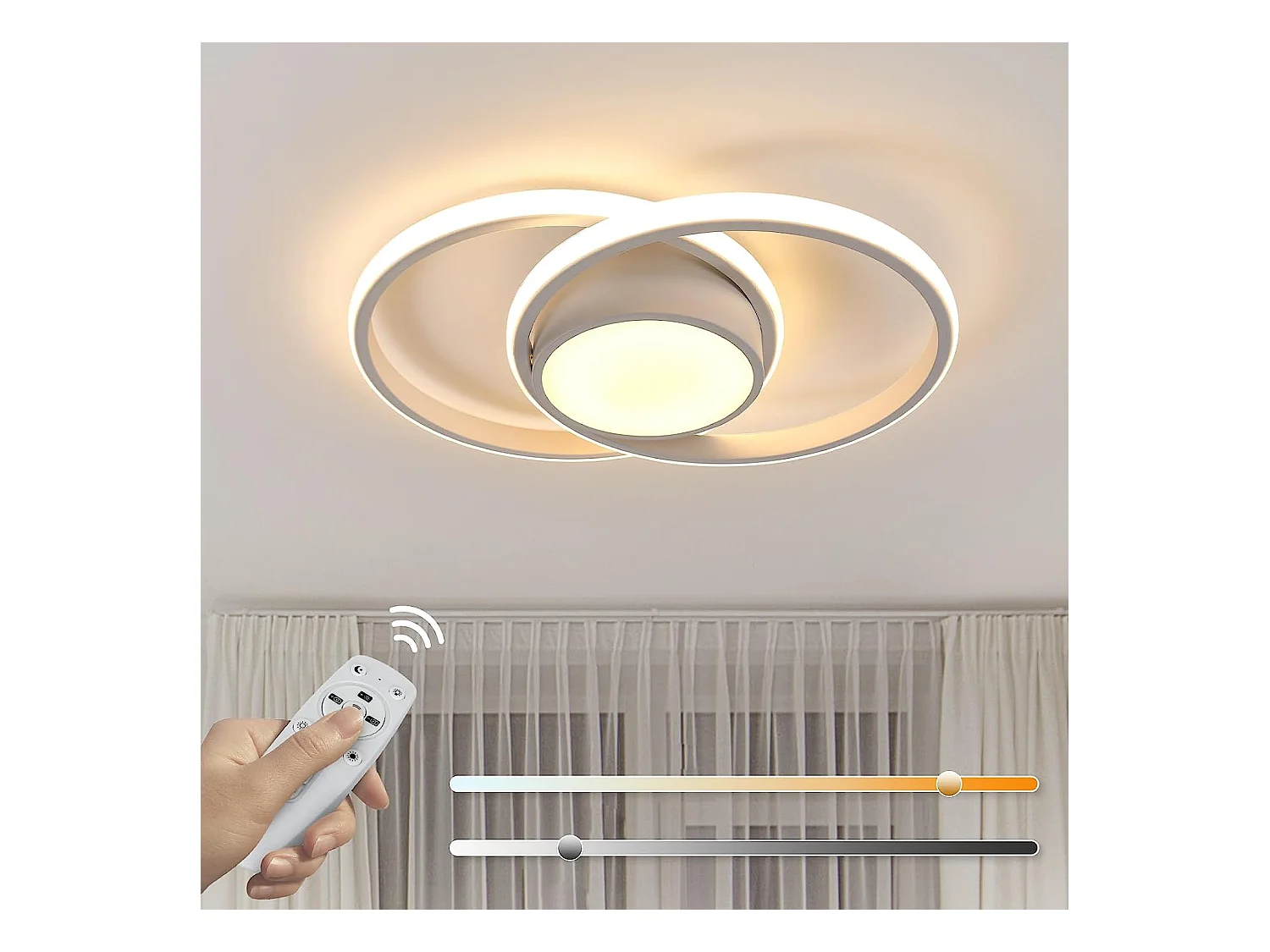 Moderne Plafonnier LED, 40W 4500LM avec Télécommande Diamètre 40cm Lumière réglable 3000K-6500K pour Chambre Cuisine Couloir