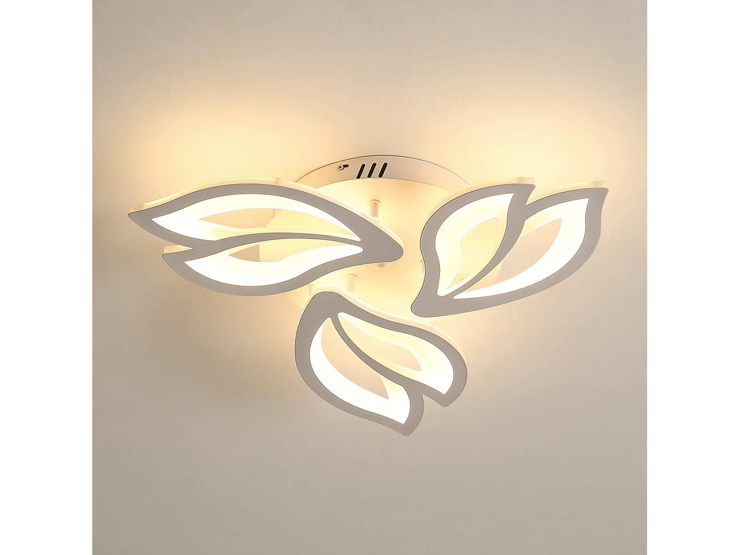 Plafonnier LED Moderne, Lustre de Plafond LED Pétale Créatif 45W, Plafonniers à Panneau Acrylique pour Salle de Bains,Lumière Blanche Chaude (3 Têtes）