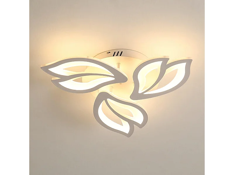 Plafonnier LED Moderne, Lustre de Plafond LED Pétale Créatif 45W, Plafonniers à Panneau Acrylique pour Salle de Bains,Lumière Blanche Chaude (3 Têtes）