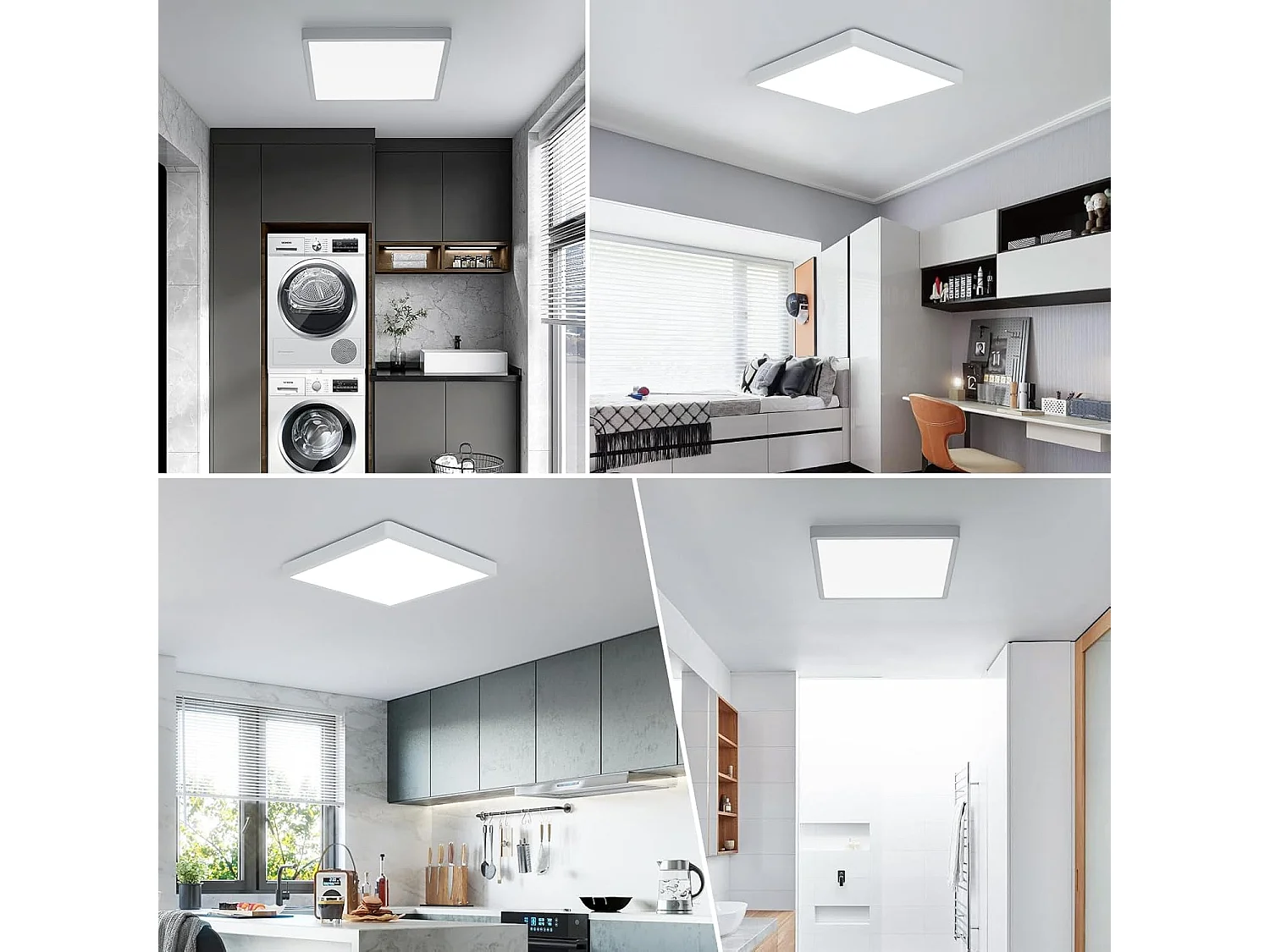 Plafonnier LED 36W, Lampe Plafond Carré Ultra-Mince 30CM IP44, Plafonnier Moderne 3240LM 6500K Blanche Froide pour Salle de Bain Salon Chambre Cuisine Balcon