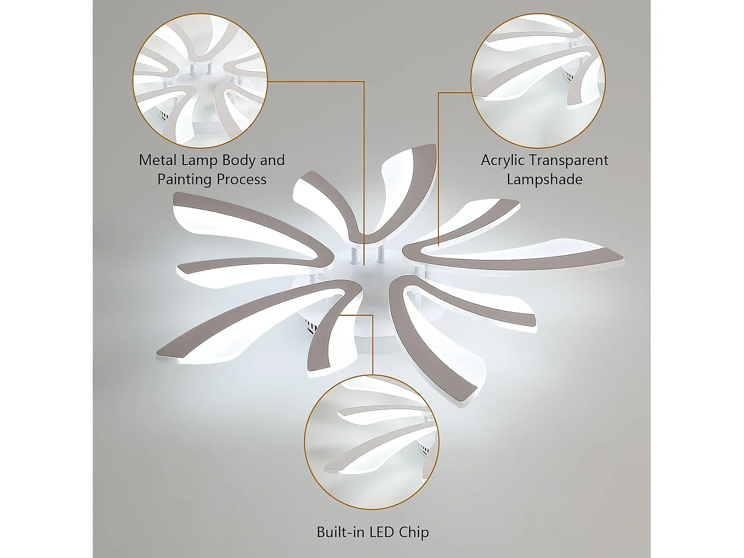 Plafonnier LED, 50W Lampe de Plafond, 6500K Lumière Blanche Froide, Luminaire Moderne en Acrylique avec Télécommande pour Salon, Chambre à Coucher, 71cm